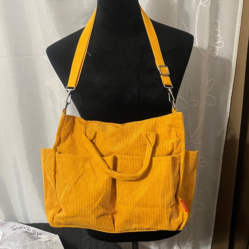 Yellow Corduroy Tote Bag